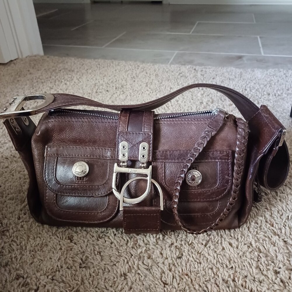 Christian Dior Vintage East West Leather Flight Bag with 'Remove Before Flight'